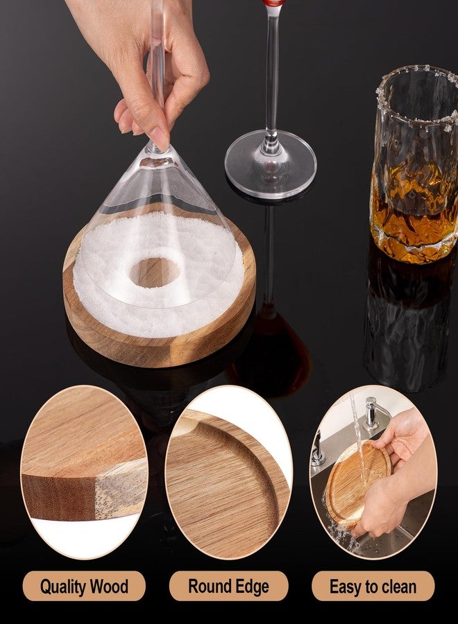 YERGOFE Solid Wood Margarita Rimmer - Quick Salt Rimming & Easy-Clean Shallow Tray | Non-Slip for Home Bars & Parties | Professional Cocktail Plate for Bartenders - Image 4